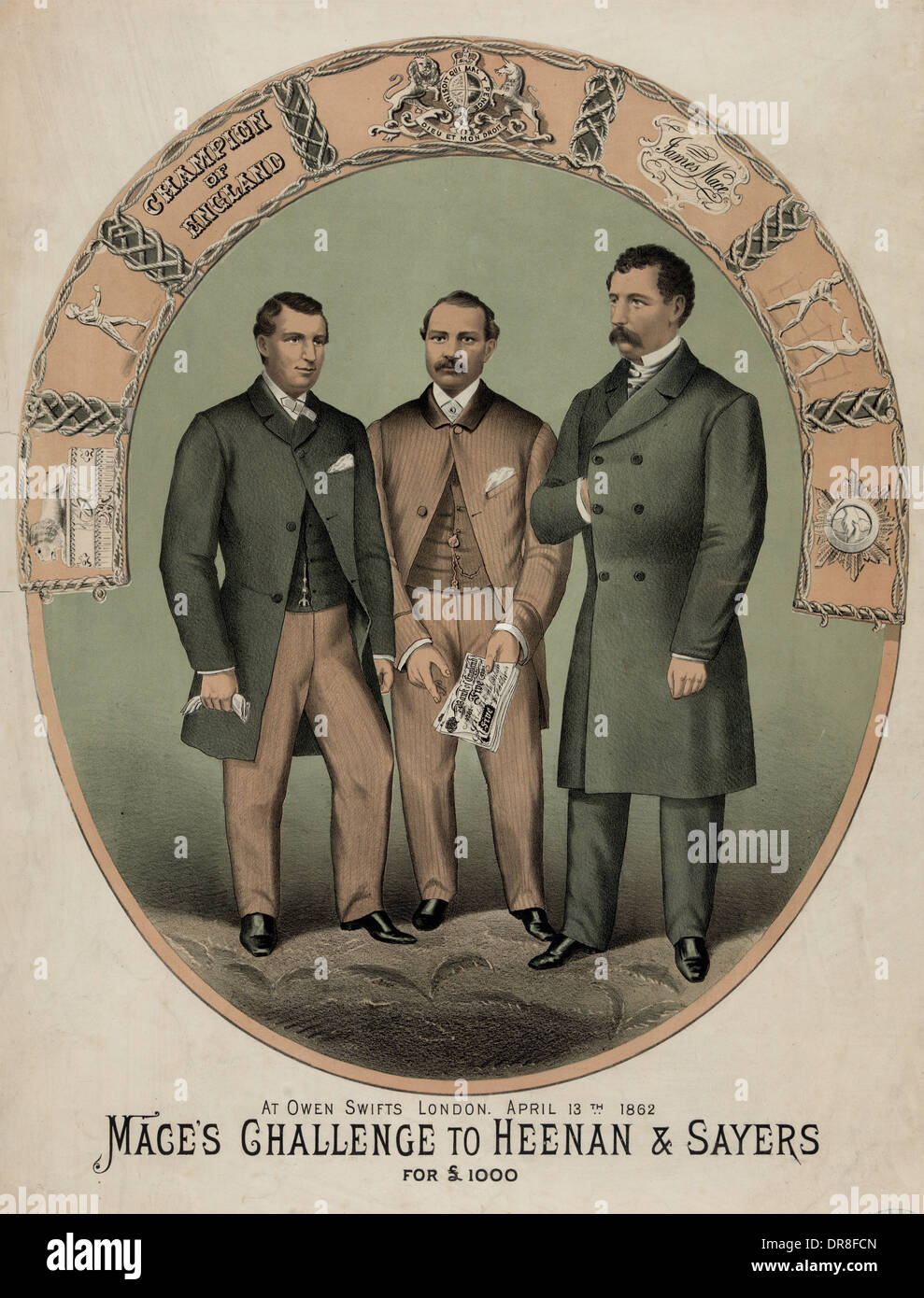 Mace's challenge to Heenan & Sayers, 1882 Stock Photo