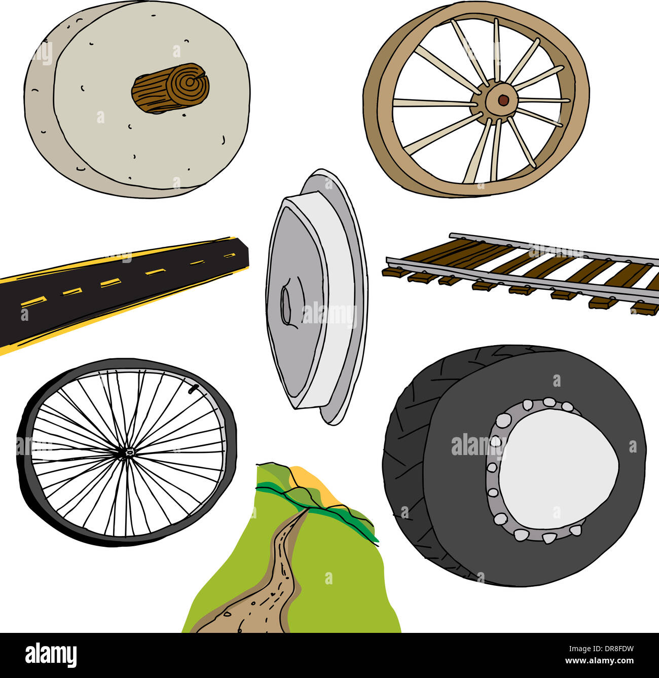 Evolution of the wheel graphic on isolated background Stock Photo - Alamy