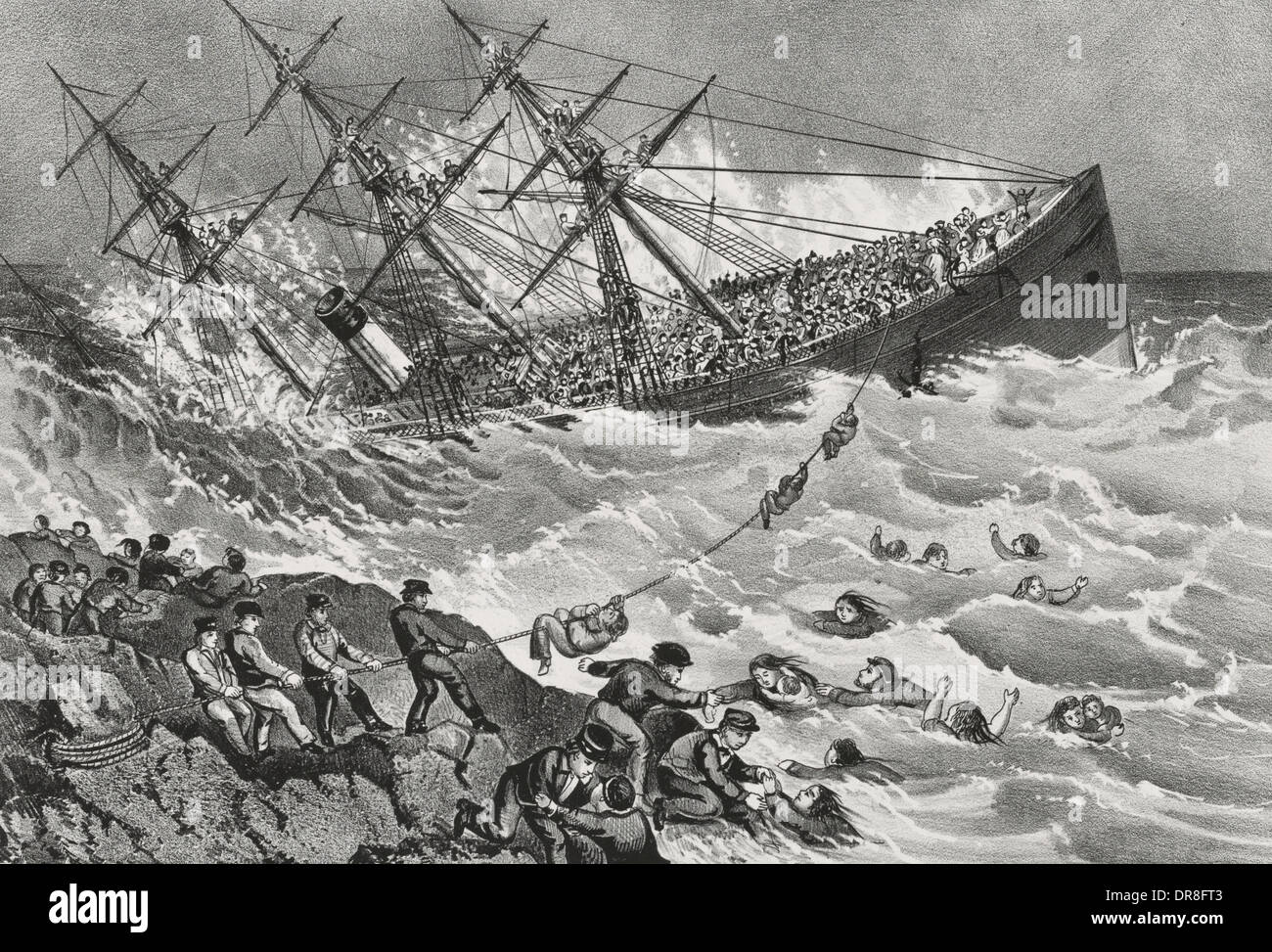 The Wreck of the Atlantic - From Liverpool to New York sank off the Coast of Nova Scotia - April 1st 1873 - 562 lives were lost Stock Photo