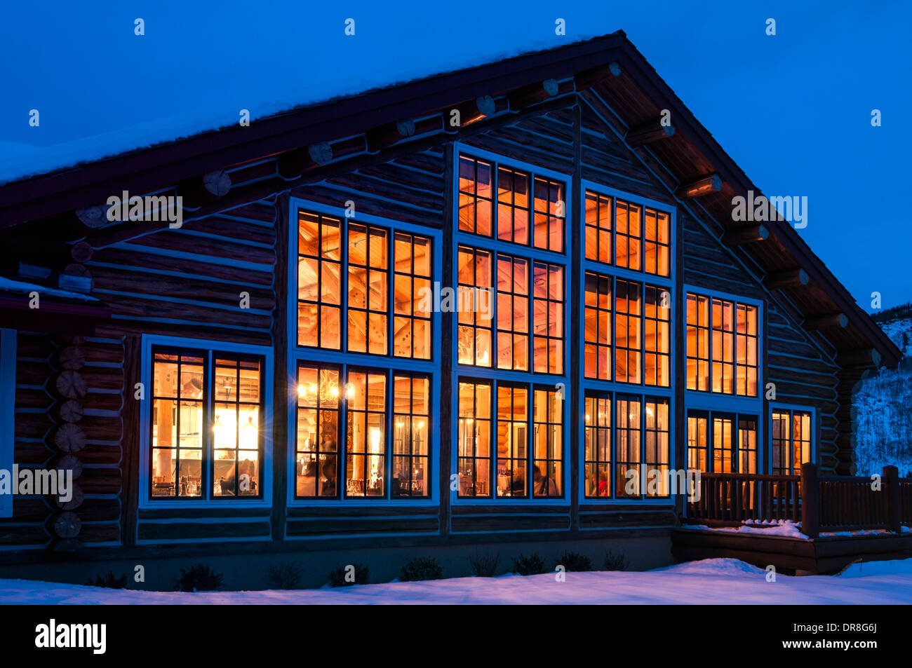 Outside Beano S Cabin At Dusk Beaver Creek Ski Resort Avon Stock