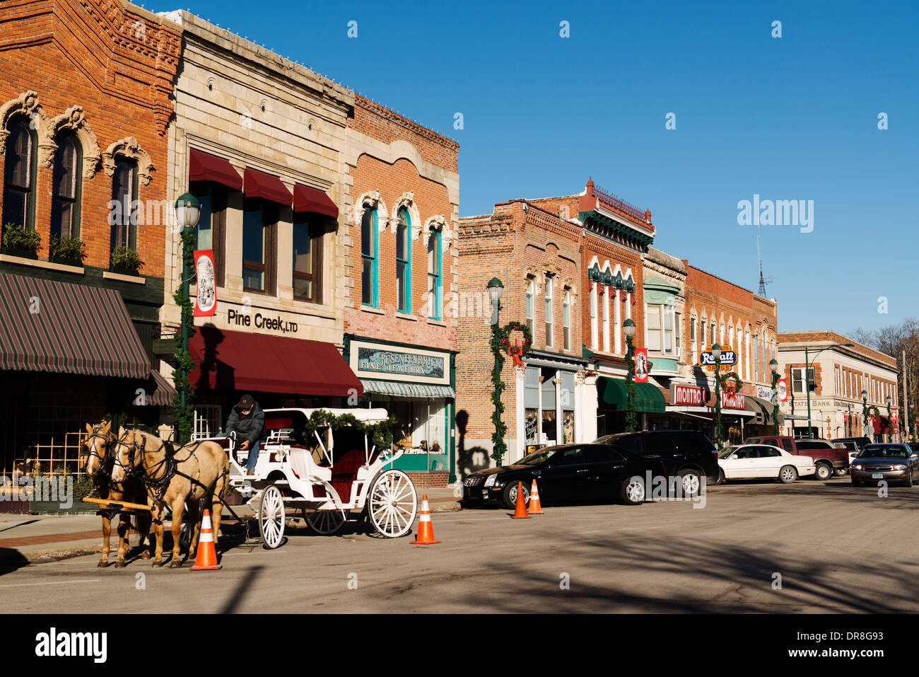 The historic center of Winterset where John Wayne was born and raised. Stock Photo