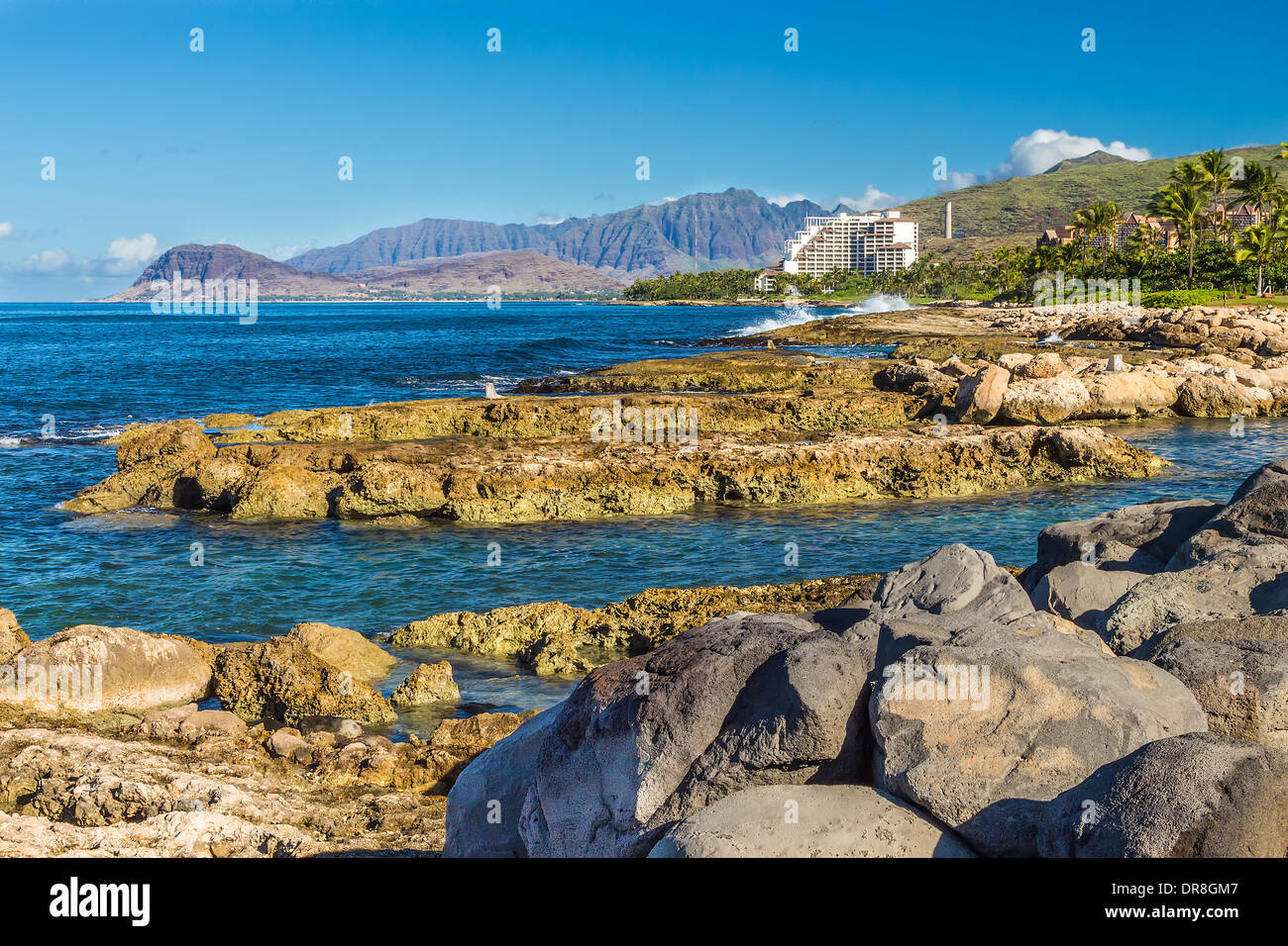 A view of the leeward coast and the Waianae Mountain Range at Ko Olina