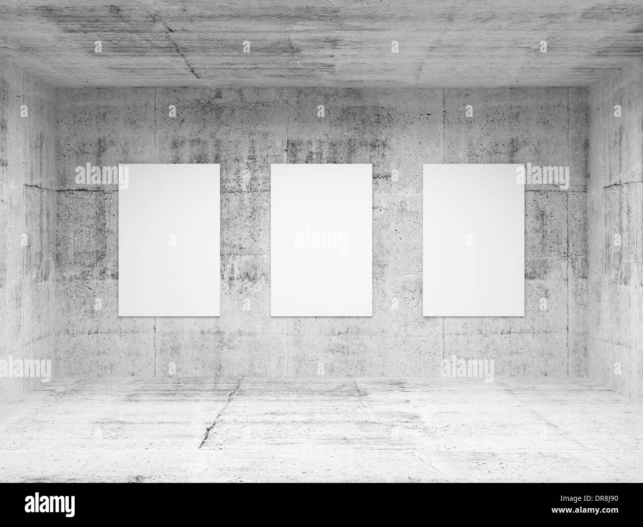 Empty abstract art gallery concrete interior. Front view Stock Photo