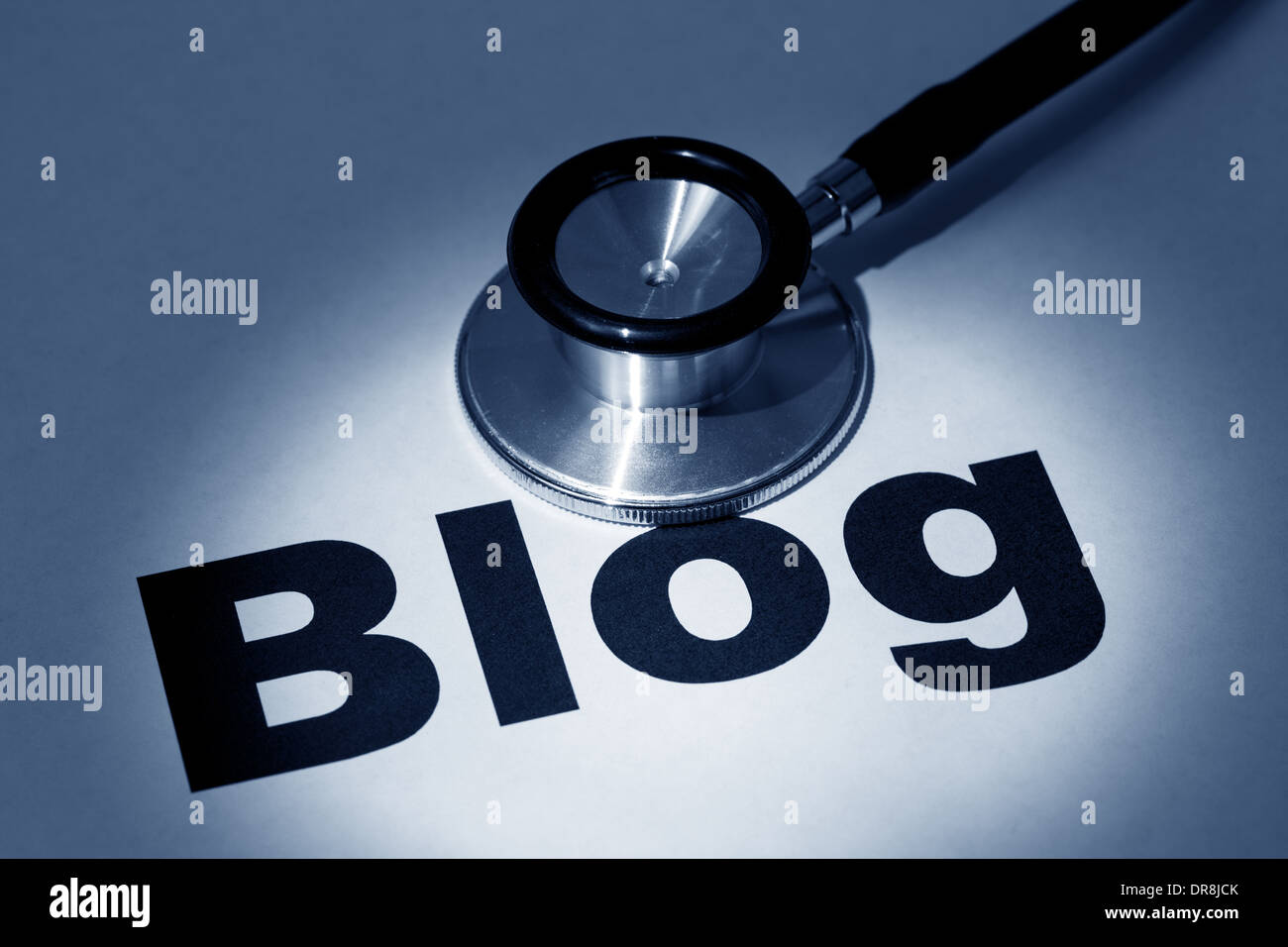 stethoscope and blog, concept of online issue Stock Photo