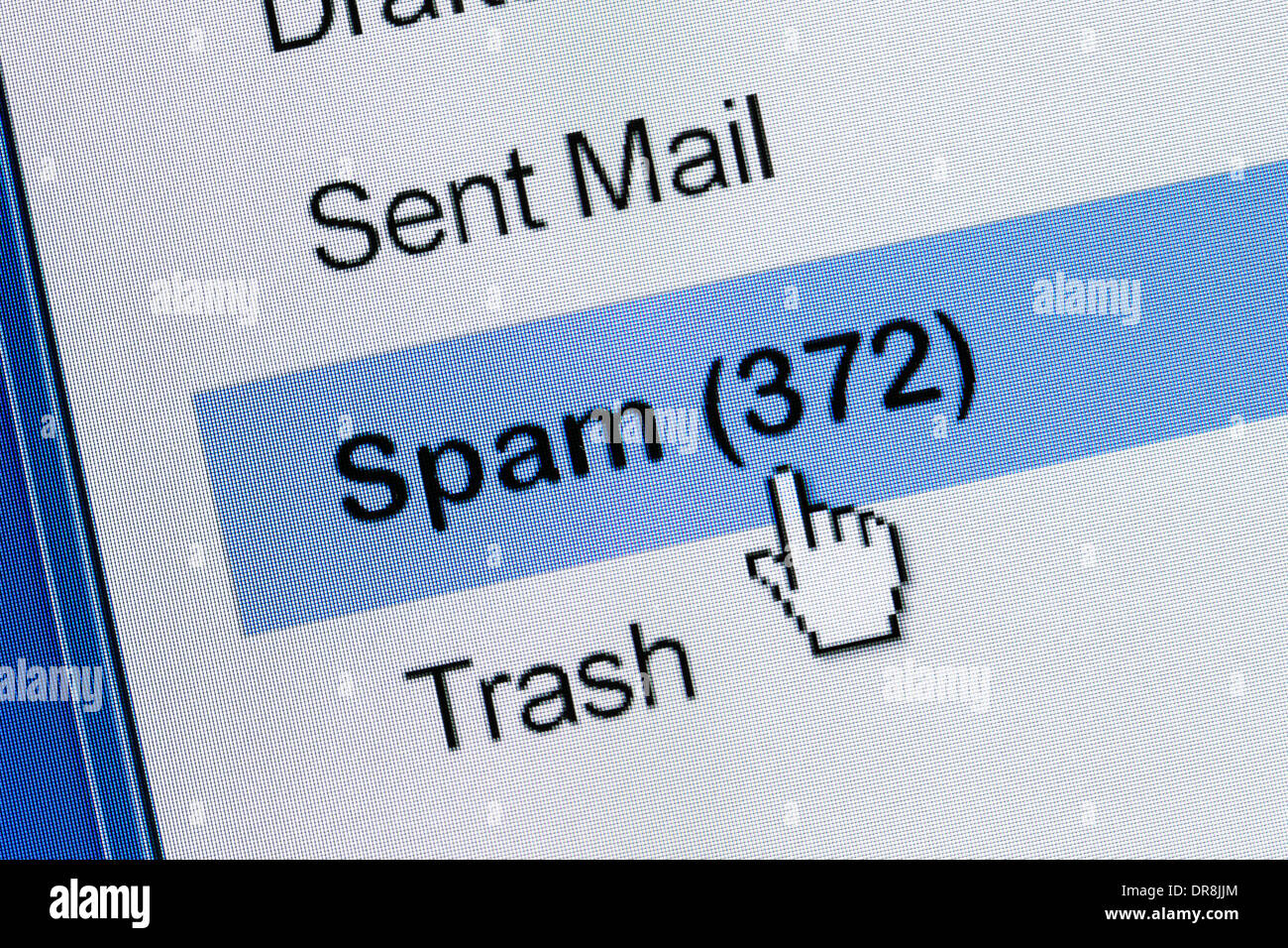 Computer Monitor screen, concept of spam email Stock Photo