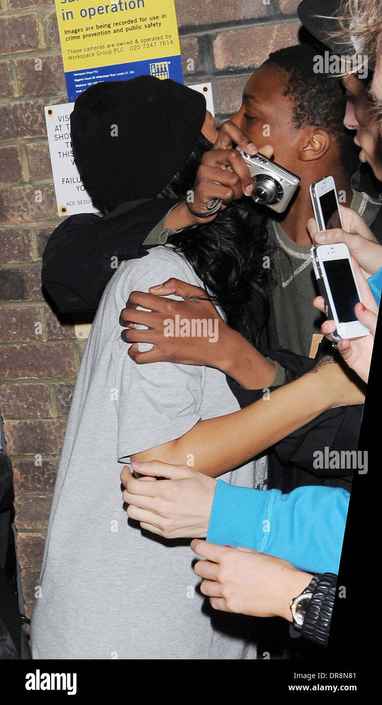 Rihanna leaving a studio where a fan kissed her. London, England - 21. ...