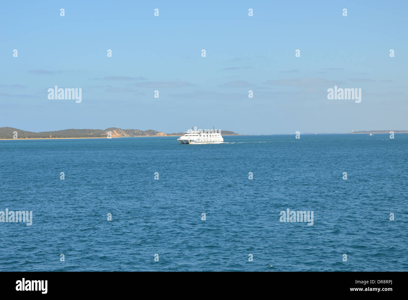 A view from the Sorrento to Queenscliff Ferry. The second ferry passes with a magnificent view