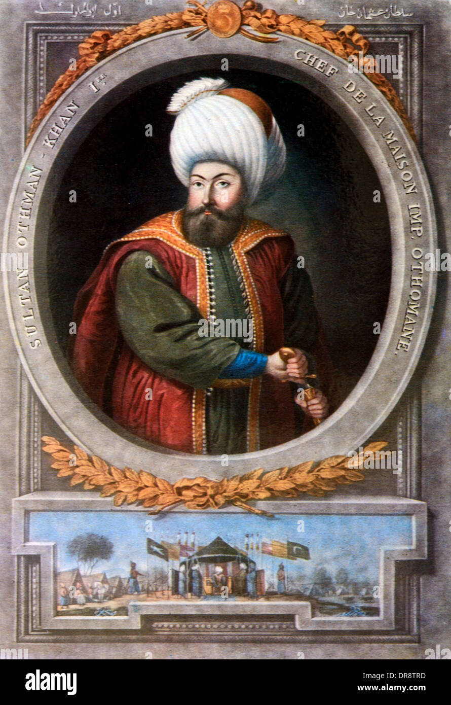 Ottoman Turkish Sultan Osman I (1258-1326) Othman I or Osman Gazi Portrait Painting Stock Photo