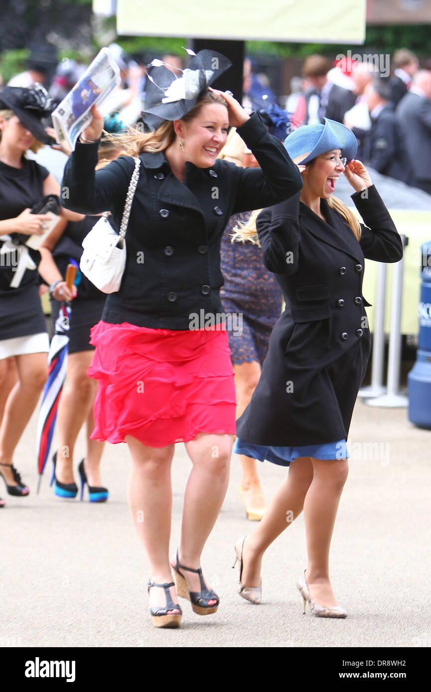 Windy weather conditions have had the ladies holding onto their hats