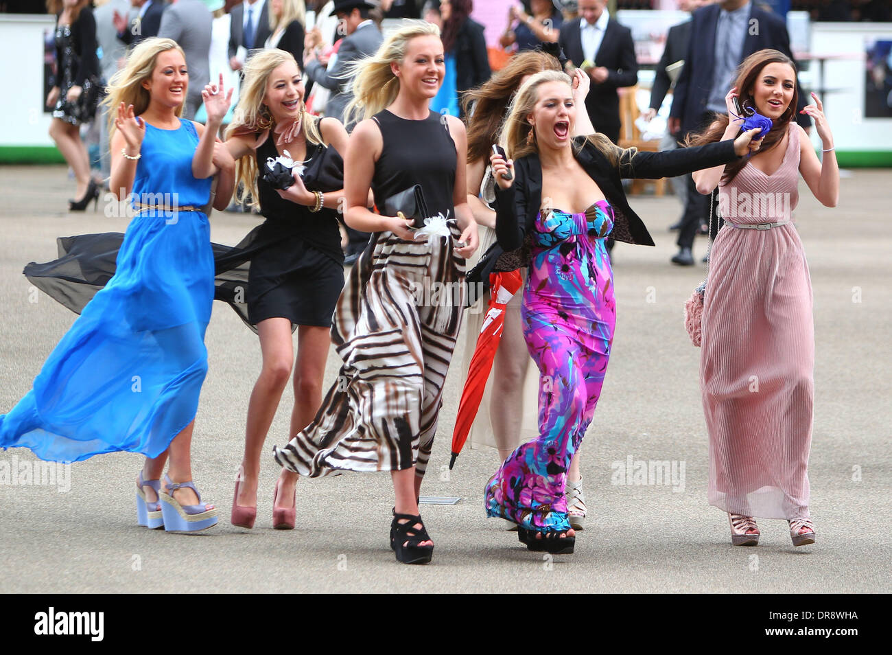 Windy weather conditions have had the ladies holding onto their hats