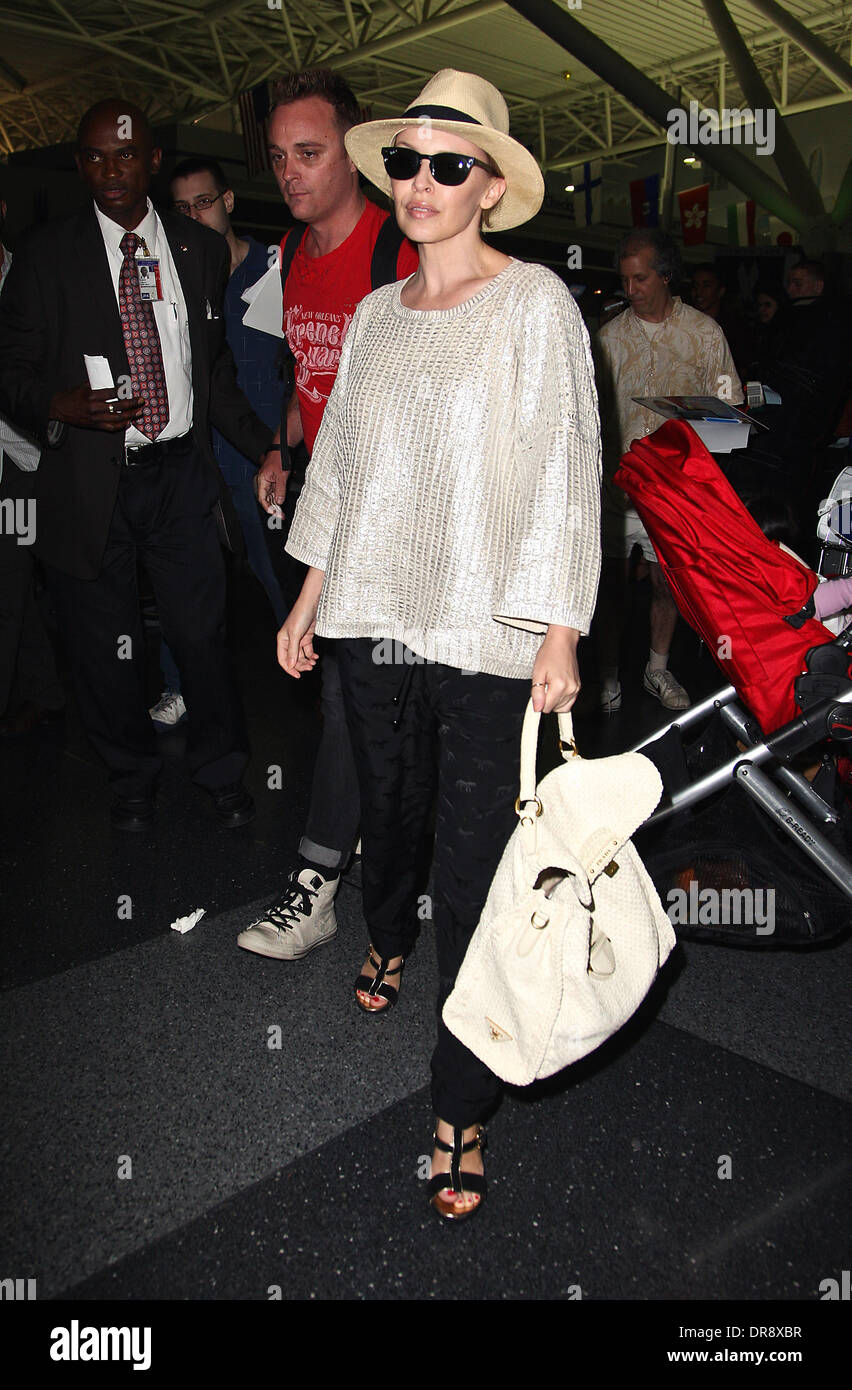 Kylie Minogue arriving at JFK International Airport on a flight from L