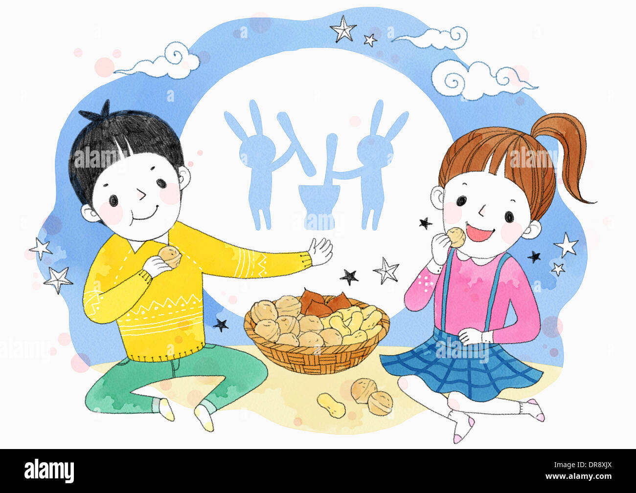 illustration of a couple eating nuts Stock Photo Alamy