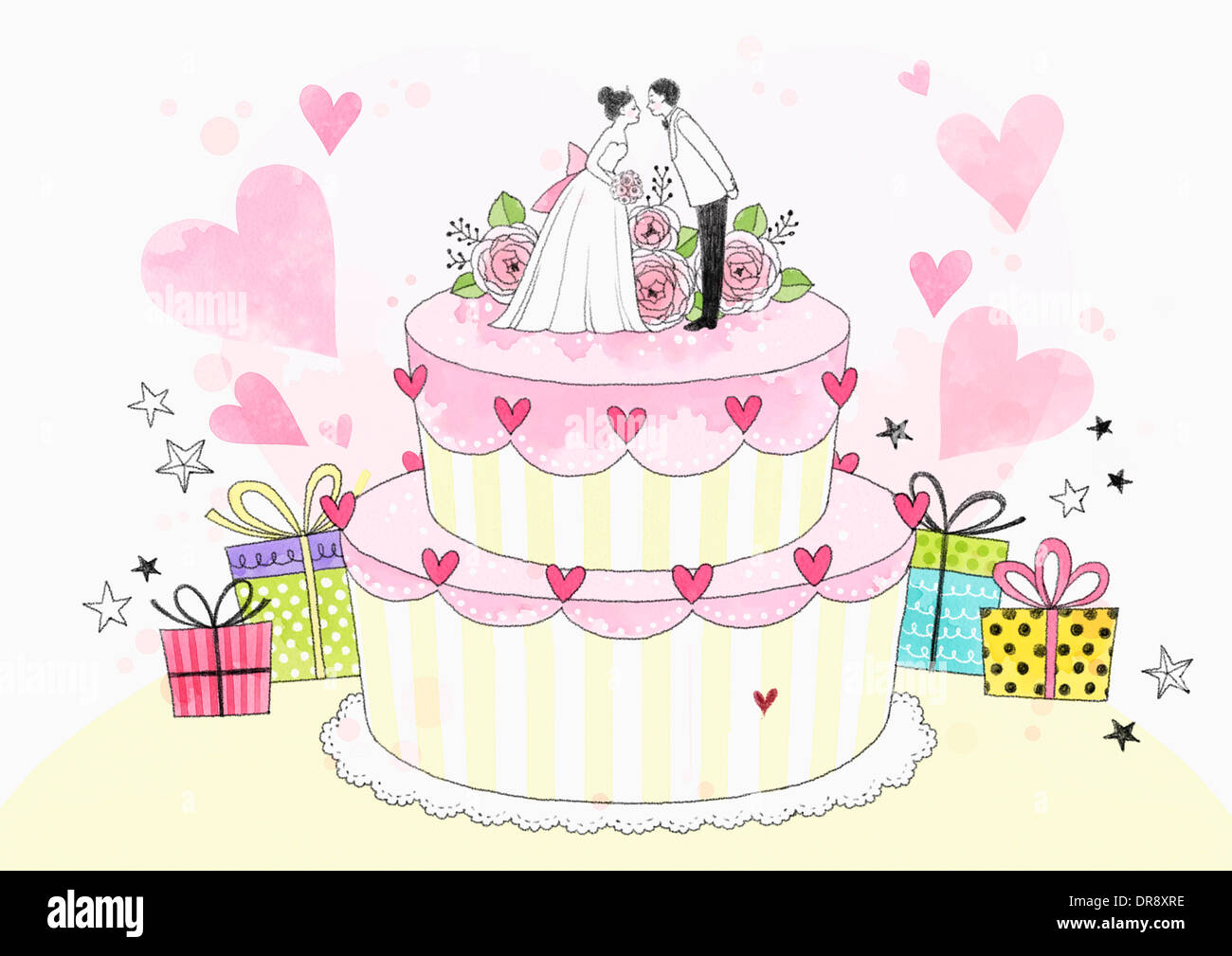 illustration of a wedding cake Stock Photo - Alamy
