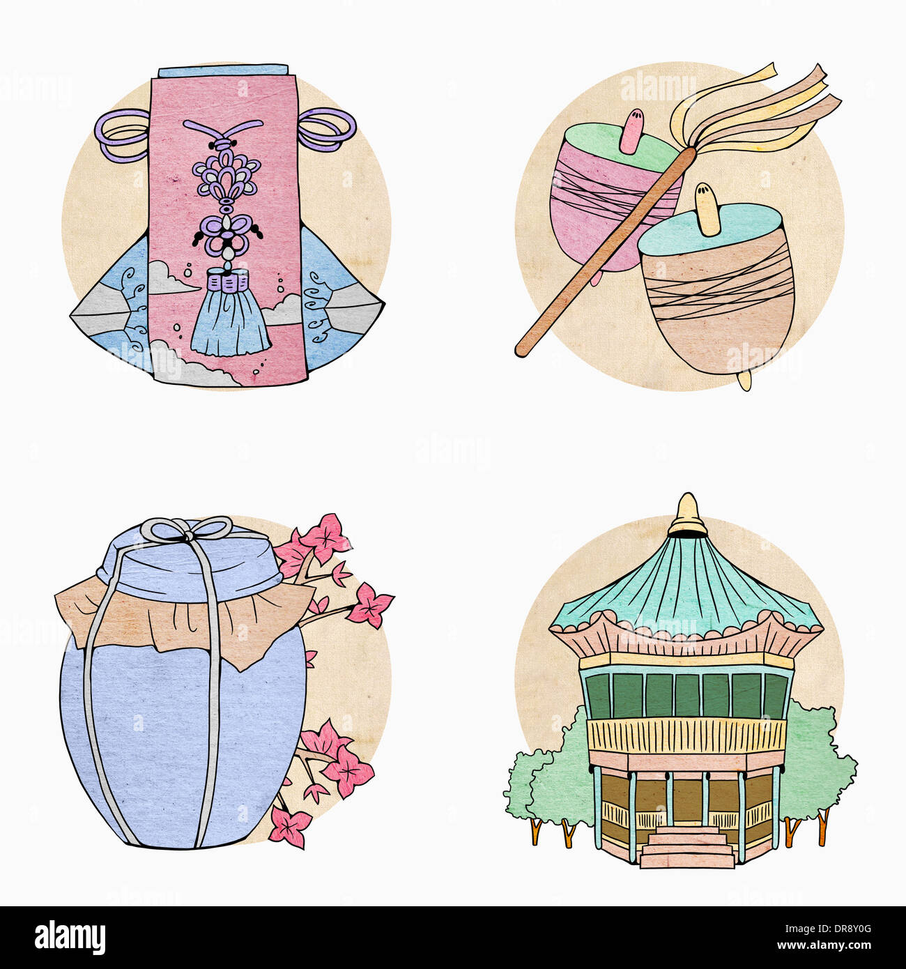 illustration icon set related to Korean Chuseok Stock Photo - Alamy