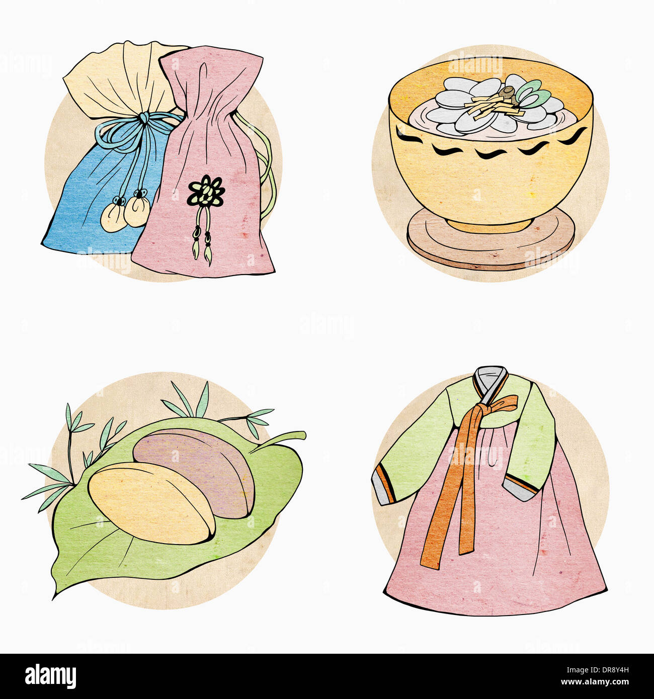 illustration icon set related to Korean Chuseok Stock Photo - Alamy