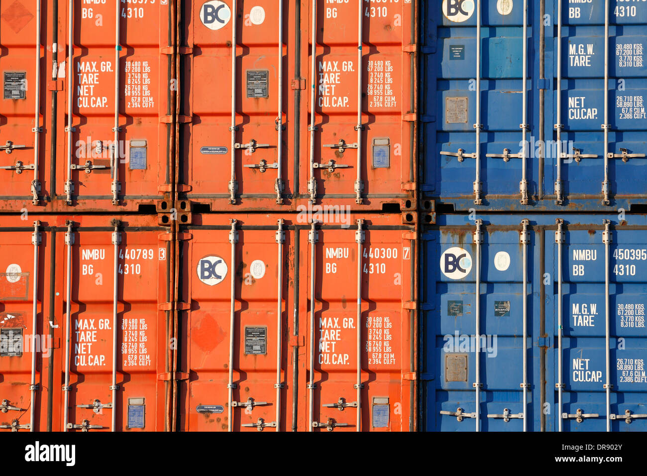 Stack of cargo containers Stock Photo