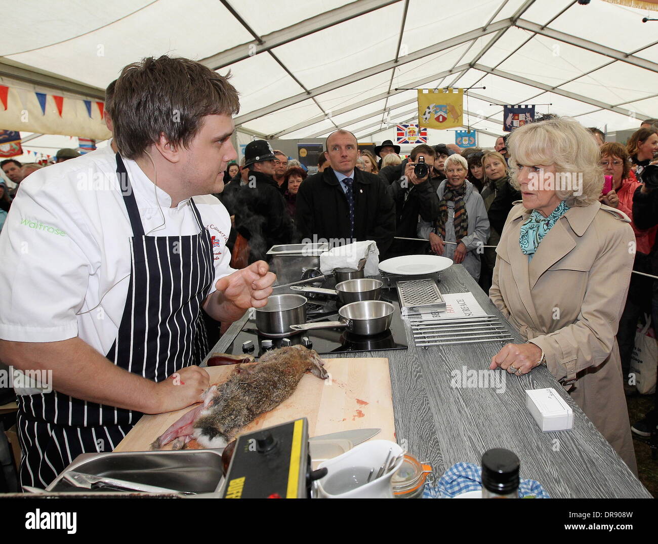 Skinning A Rabbit Camilla, Duchess of Cornwall watches a rabbit skinning demonstration at ...