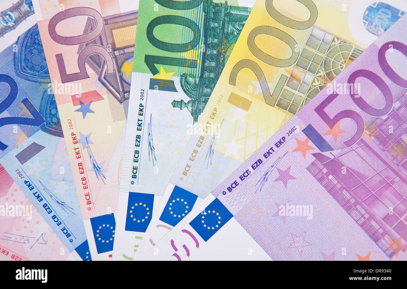 Various euro notes Stock Photo - Alamy