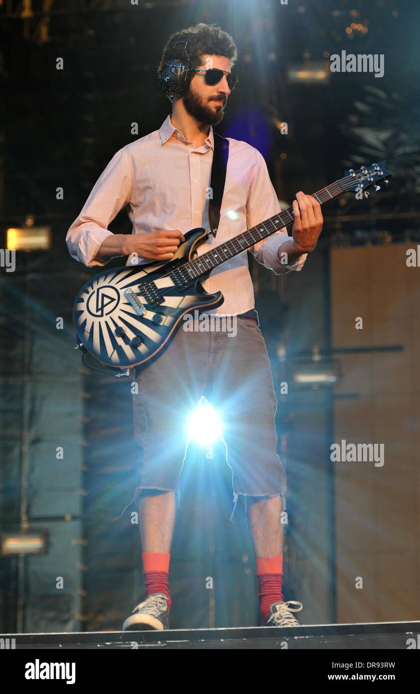 Brad Delson American rock band Linkin Park performing at Maxidrom Music Festival Moscow,Russia - 10.06.12 Stock Photo