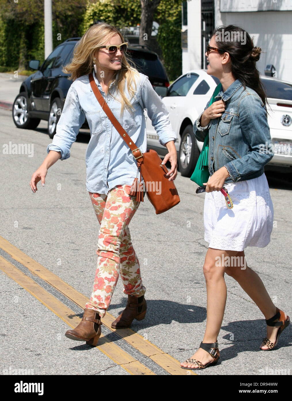Rachel Bilson and Kristen Bell seen leaving a gifting suite in
