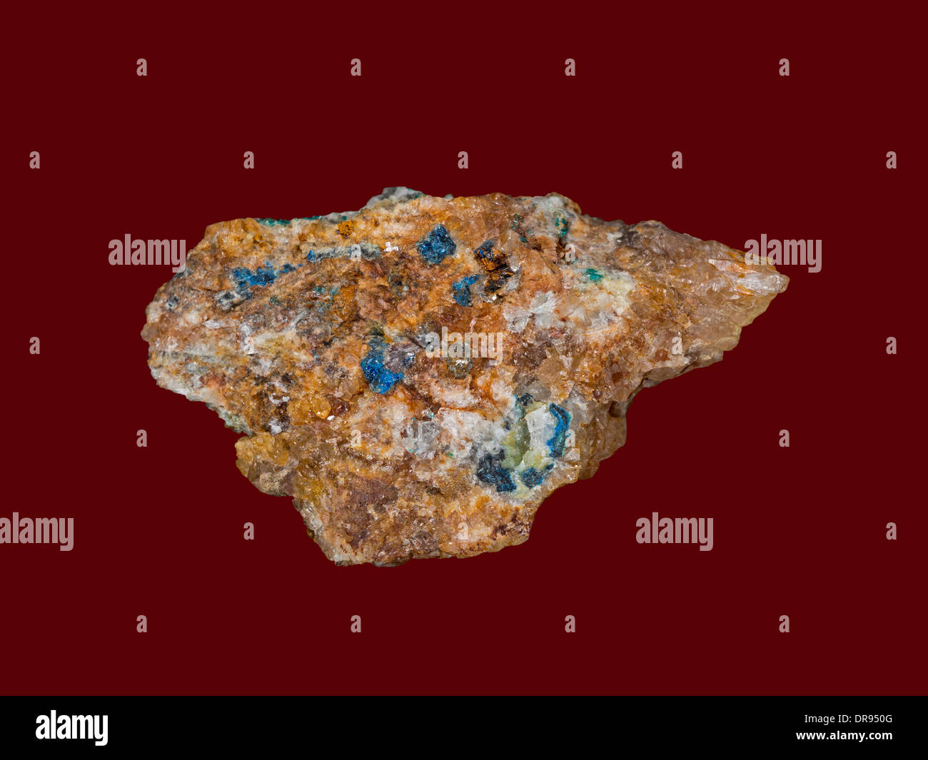 Linarite (blue) and Caledonite (green) minerals from Red Ghyll Mine Caldbeck Fells Cumbria UK Stock Photo