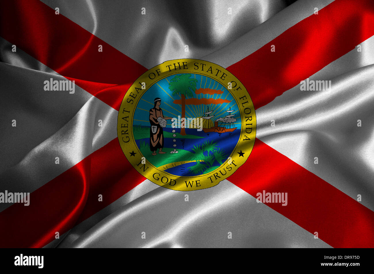 Florida flag on satin texture. Stock Photo