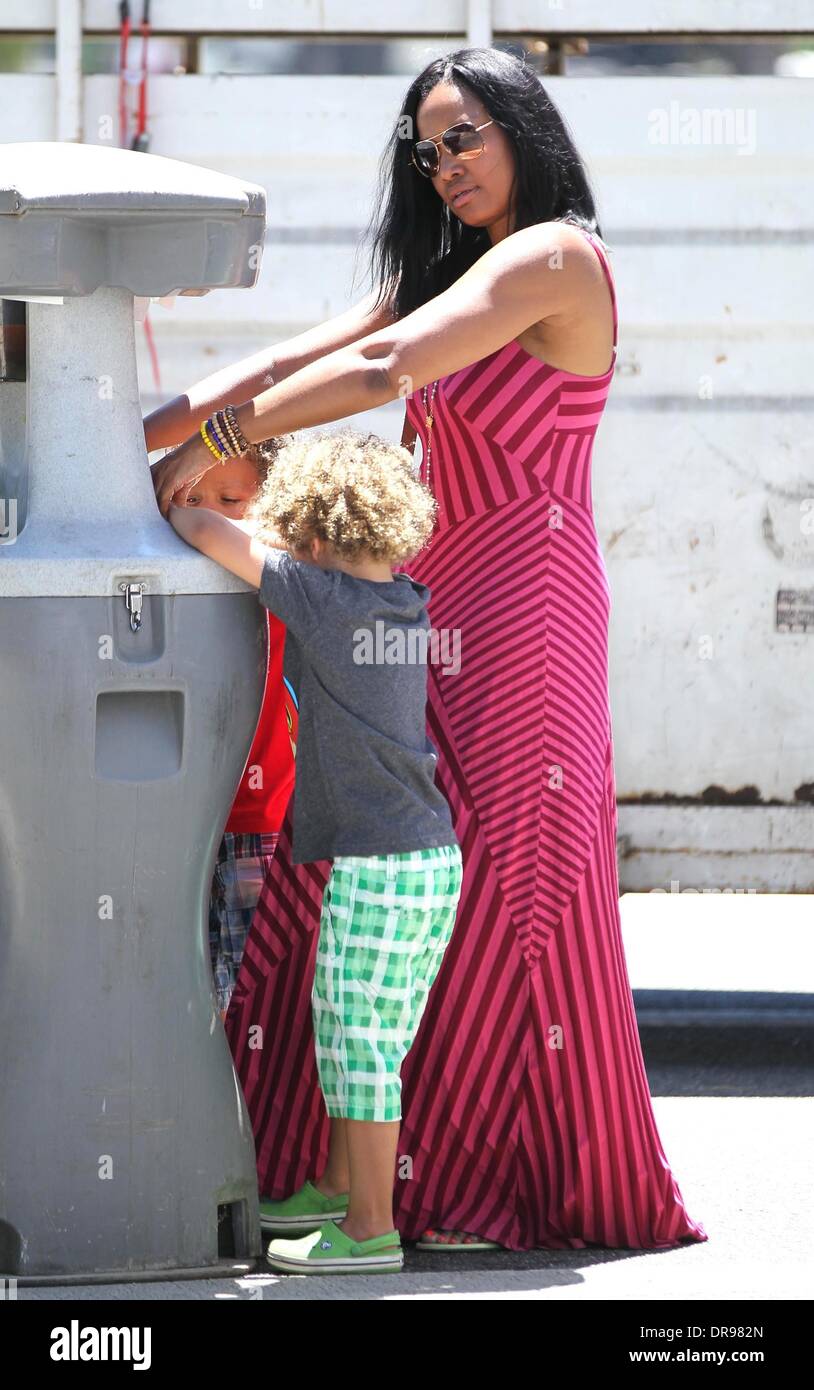 Garcelle Beauvais shopping at the Farmers Market in Studio City with