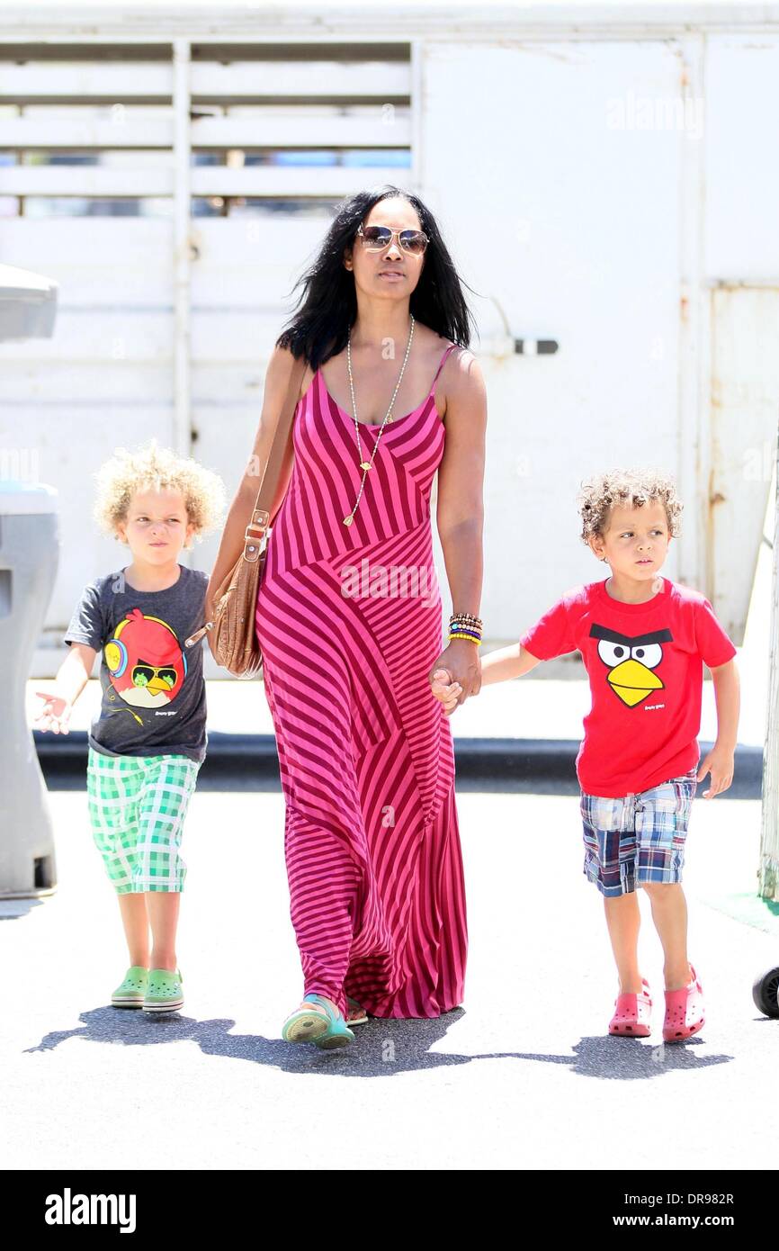 Garcelle Beauvais shopping at the Farmers Market in Studio City with ...
