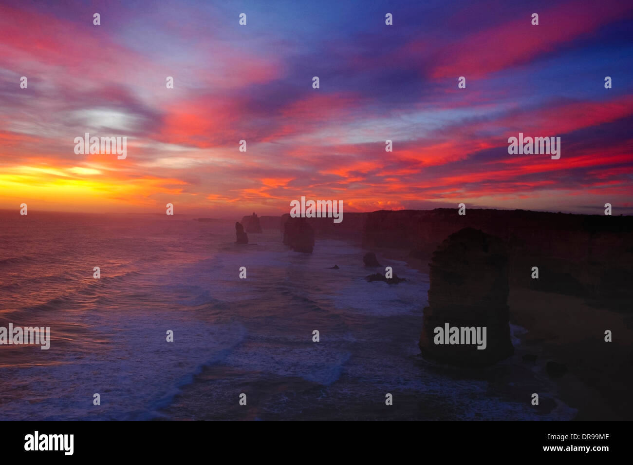 Twelve Apostles Sea Rocks at dusk Stock Photo