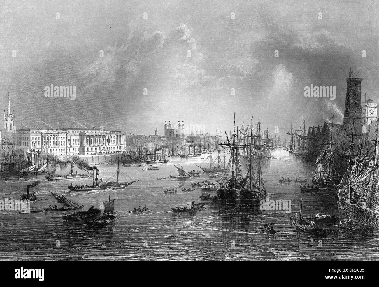 THAMES AT THE CUSTOM HOUSE Stock Photo