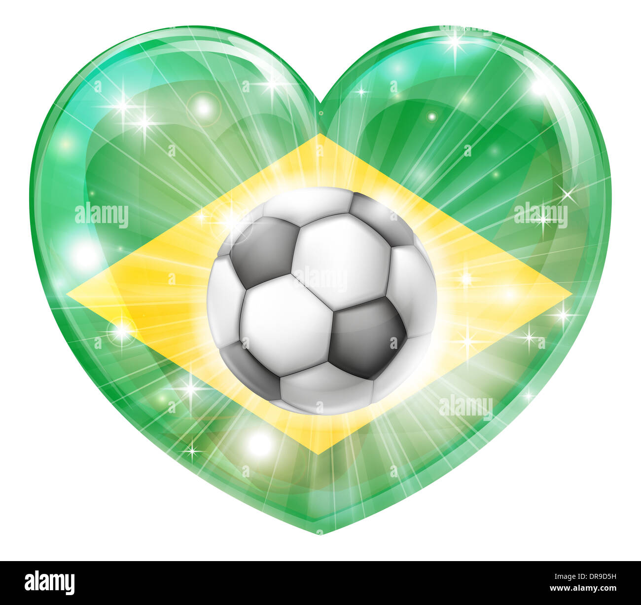 Brazil soccer football ball flag love heart concept with the Brazilian