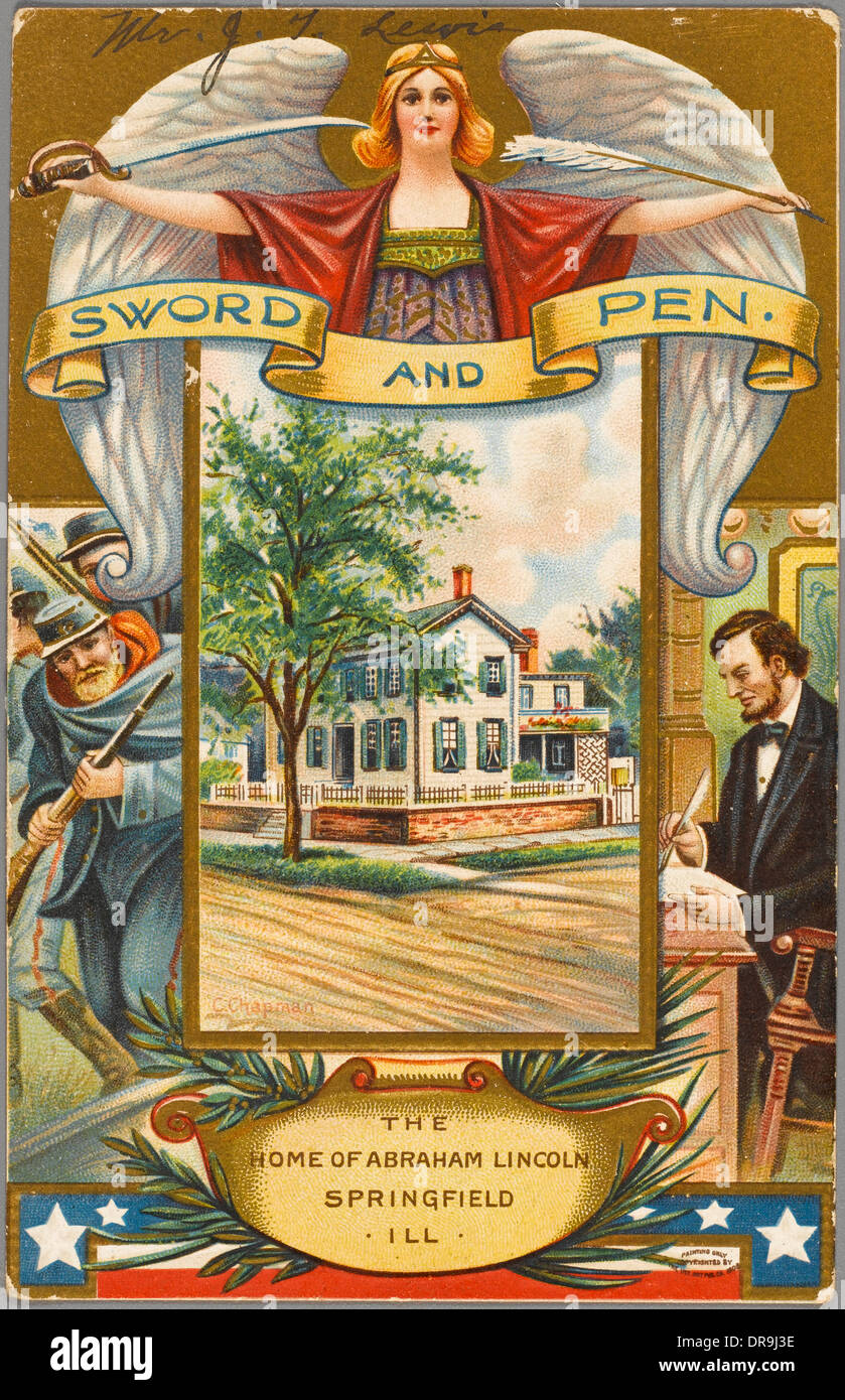 The Home of Abraham Lincoln Postcard Stock Photo Alamy
