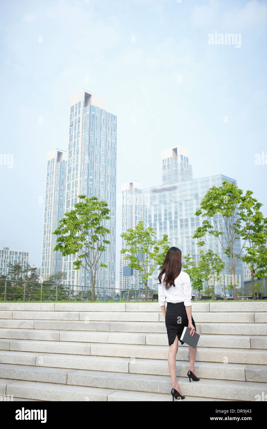 a business woman walking up stairs Stock Photo - Alamy