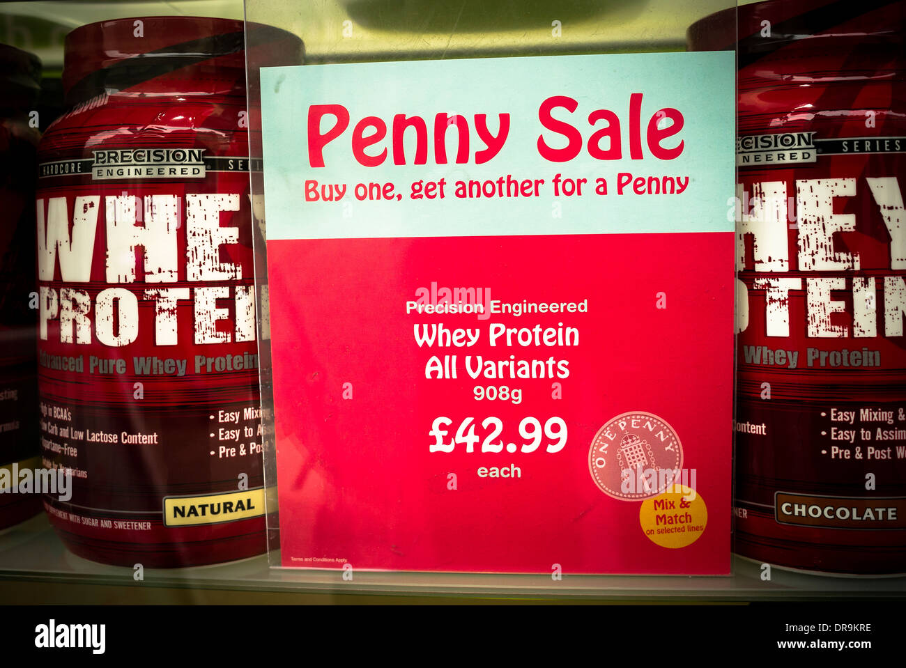 PENNY SALE promotion in a health shop window Stock Photo