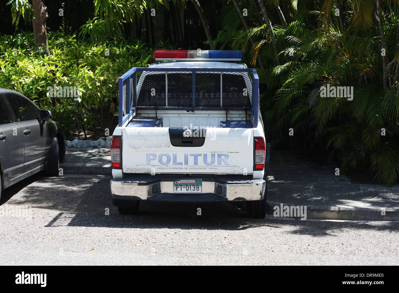 Dominican Republic Police Nissan Pick up Truck Stock Photo