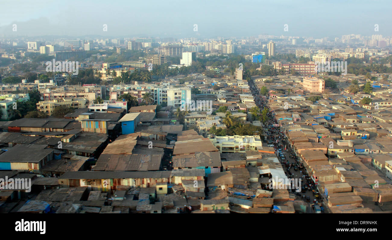 Aerial view of Dharavi , a slum in mumbai, india Stock Photo