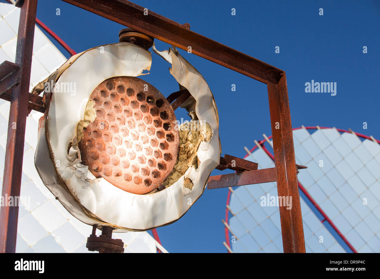 A heat exchanger on Solar cookers at Muni Seva Ashram in Goraj, near Vadodara, India, Stock Photo