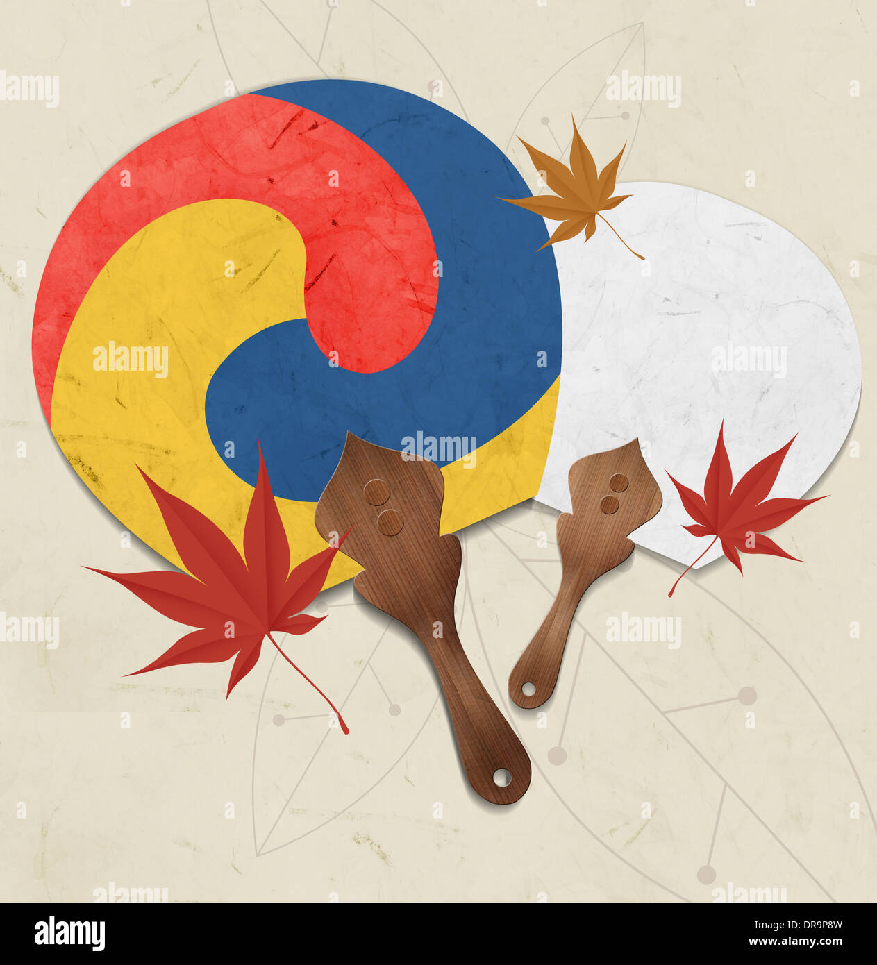 an illustration of Korean themed fan Stock Photo Alamy