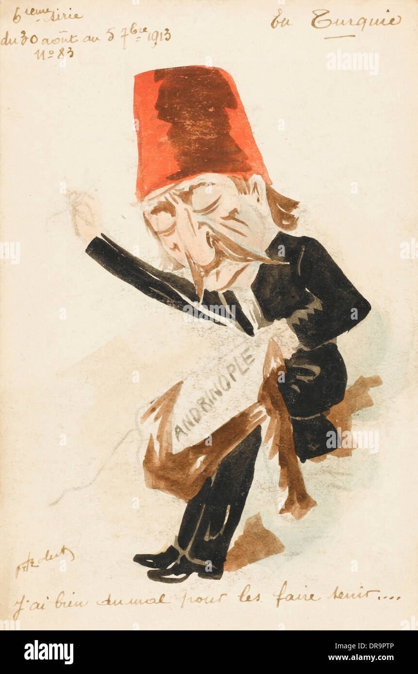 Enver Pasha - watercolour cartoon card Stock Photo
