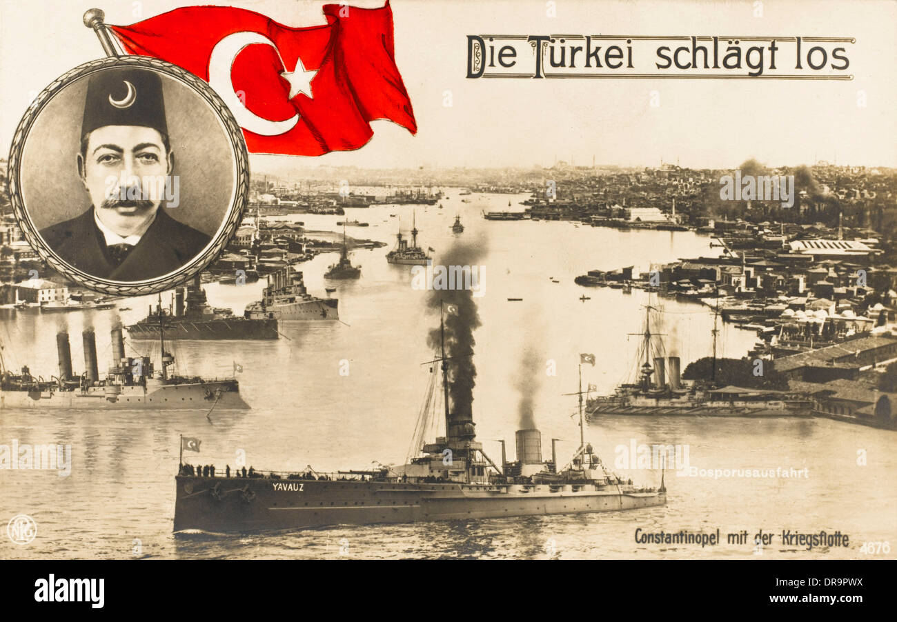Sultan Mehmed V Reshad of Turkey & Turkish Fleet Stock Photo
