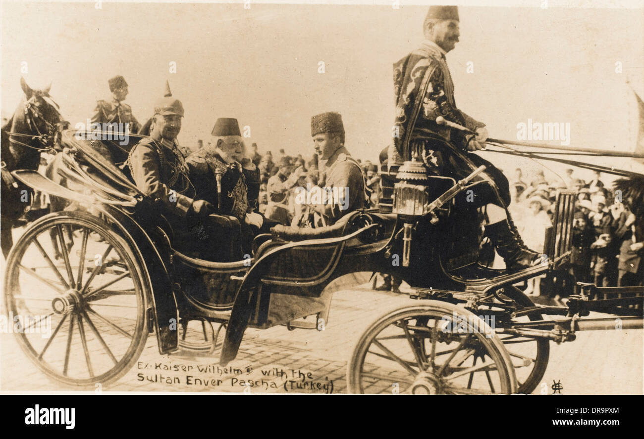 Sultan Mehmed V rides with the Kaiser and Enver Pasha Stock Photo