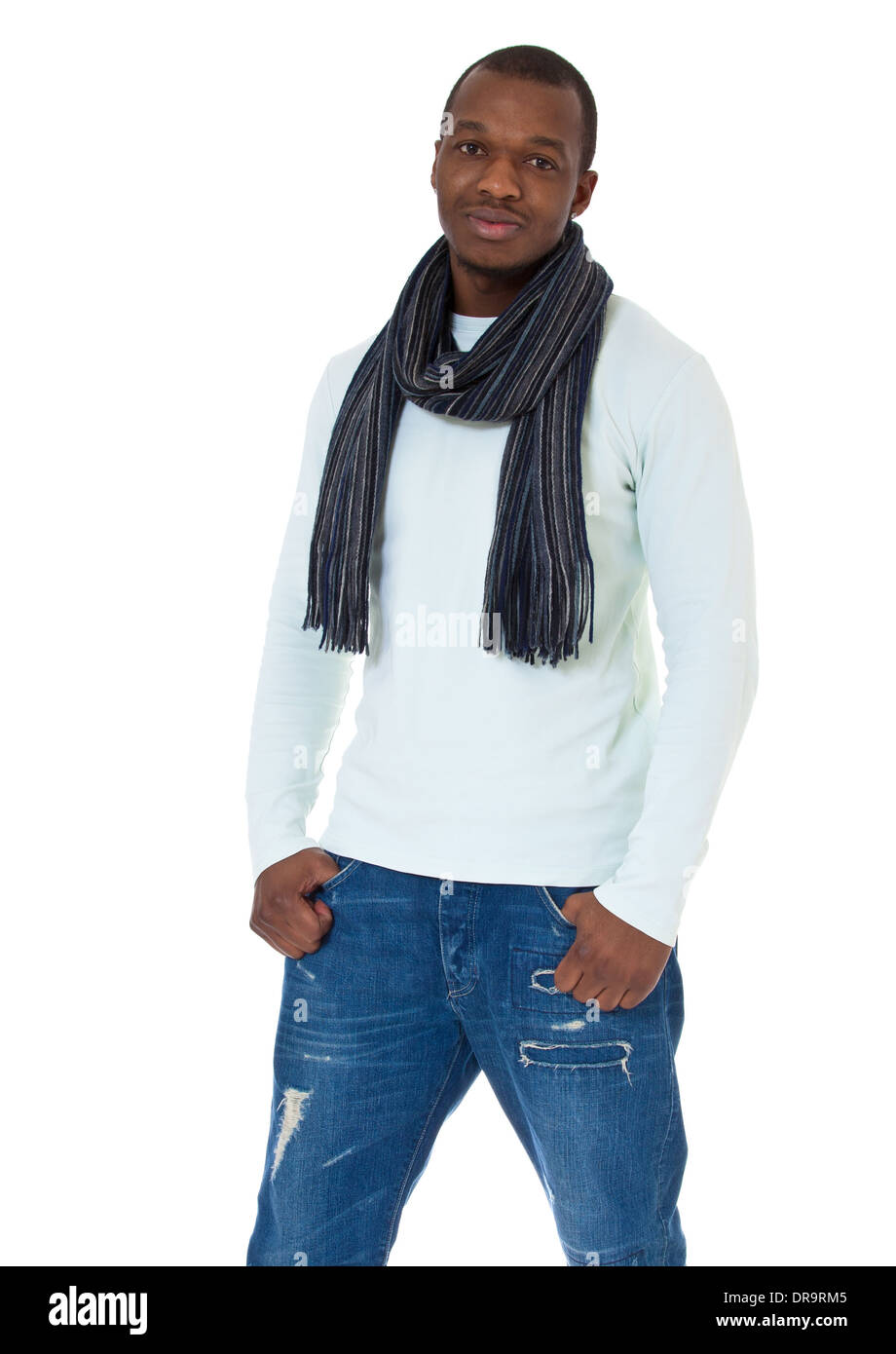 Attractive black guy. All on white background. Stock Photo