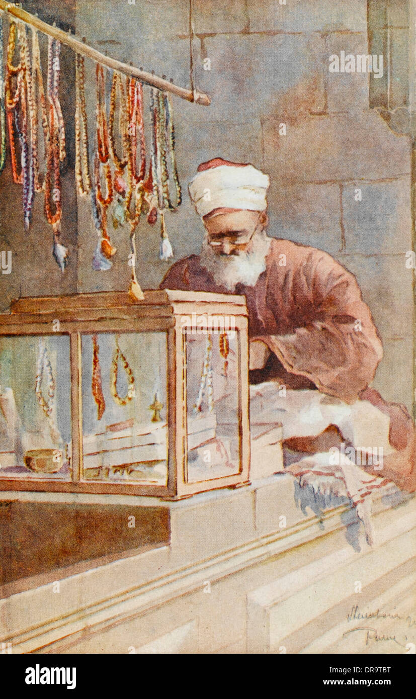 Bead Seller, Constantinople Stock Photo