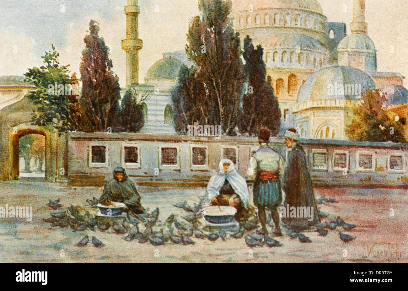 Sultan Ahmet Mosque Feeding the Birds for good luck Stock Photo Alamy