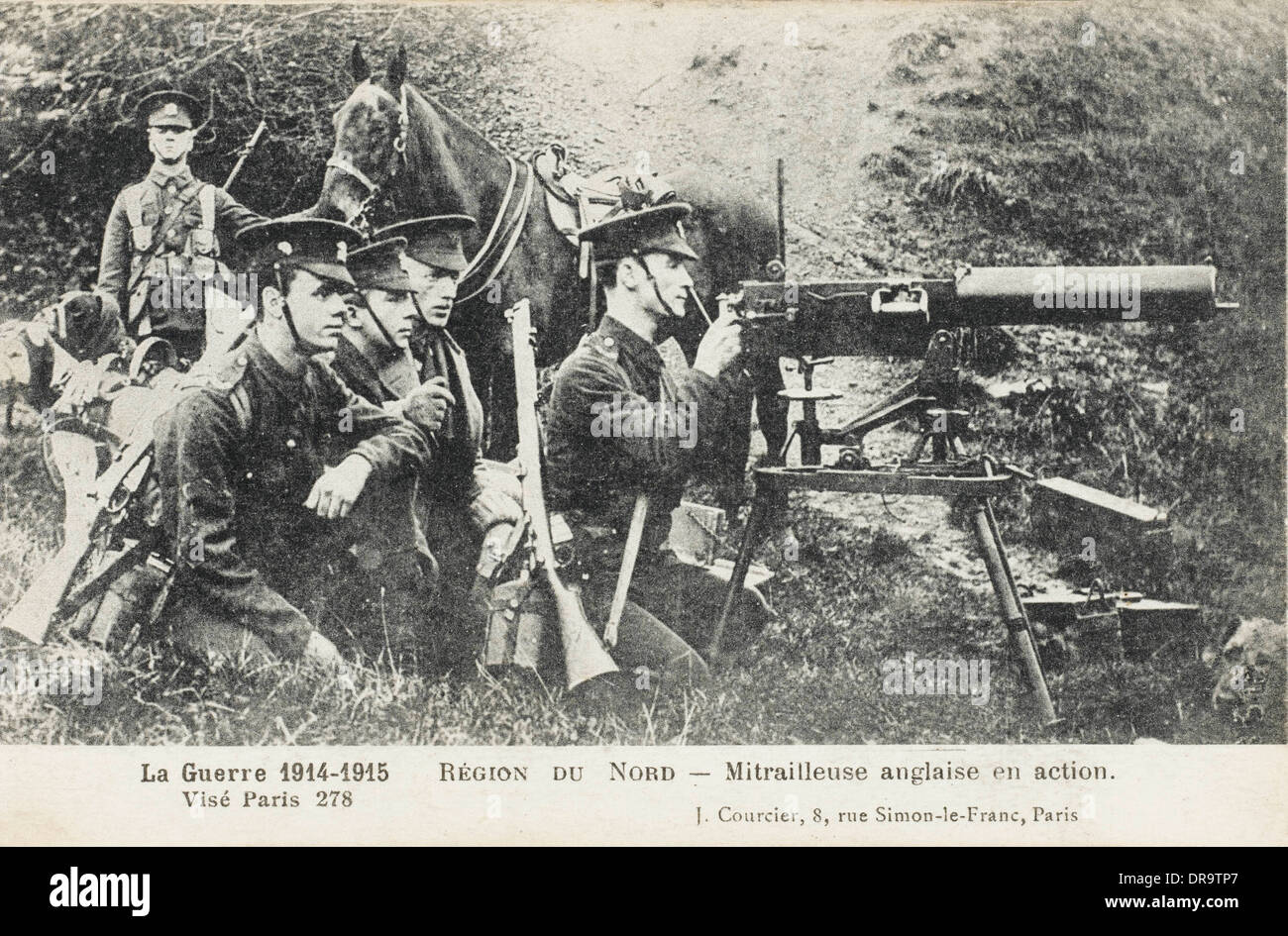 British Expeditionary Force Machine Gun Team Stock Photo