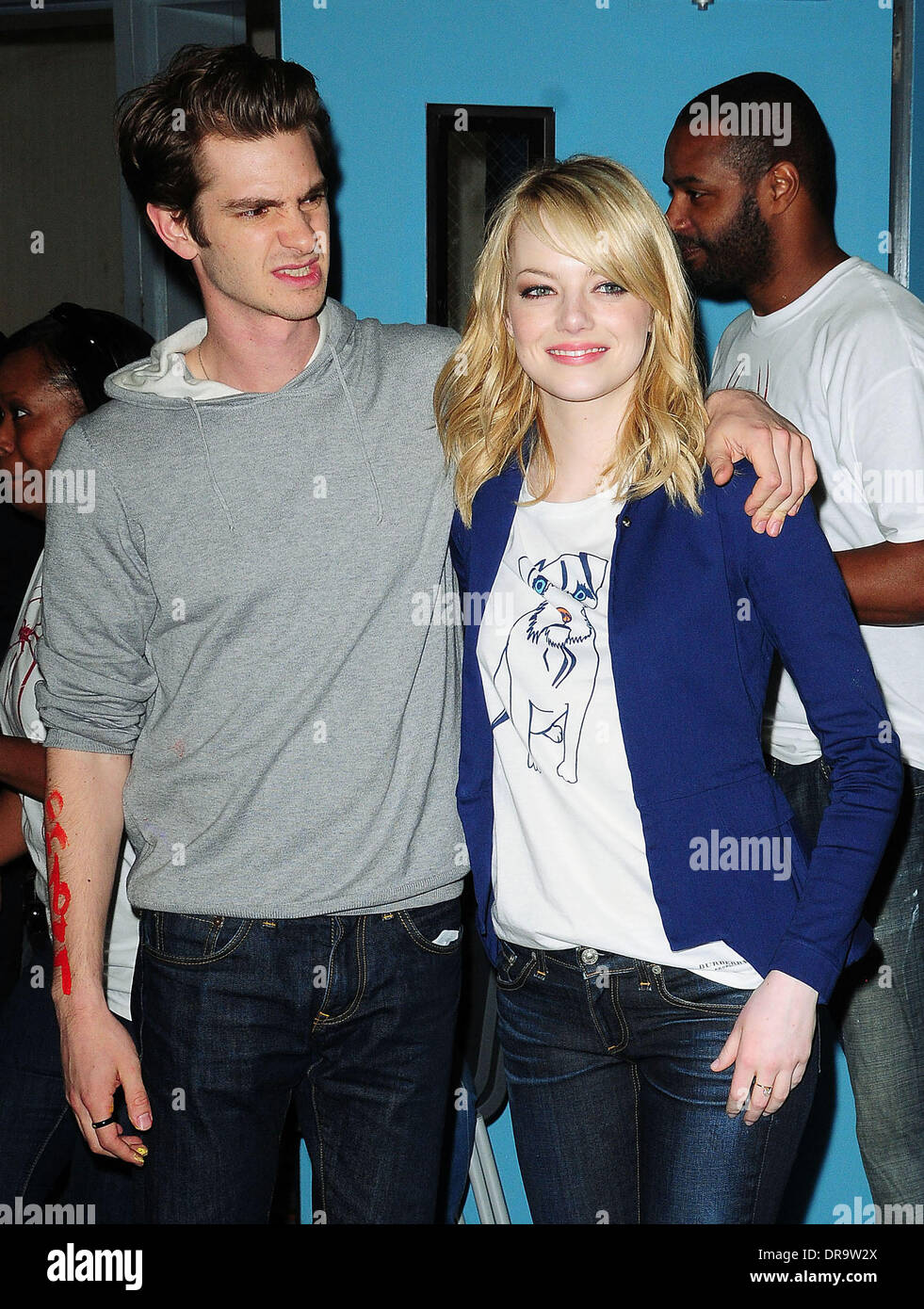 Andrew Garfield, Emma Stone The cast of 'The Amazing Spider-Man' at the 'Be  Amazing' Stand