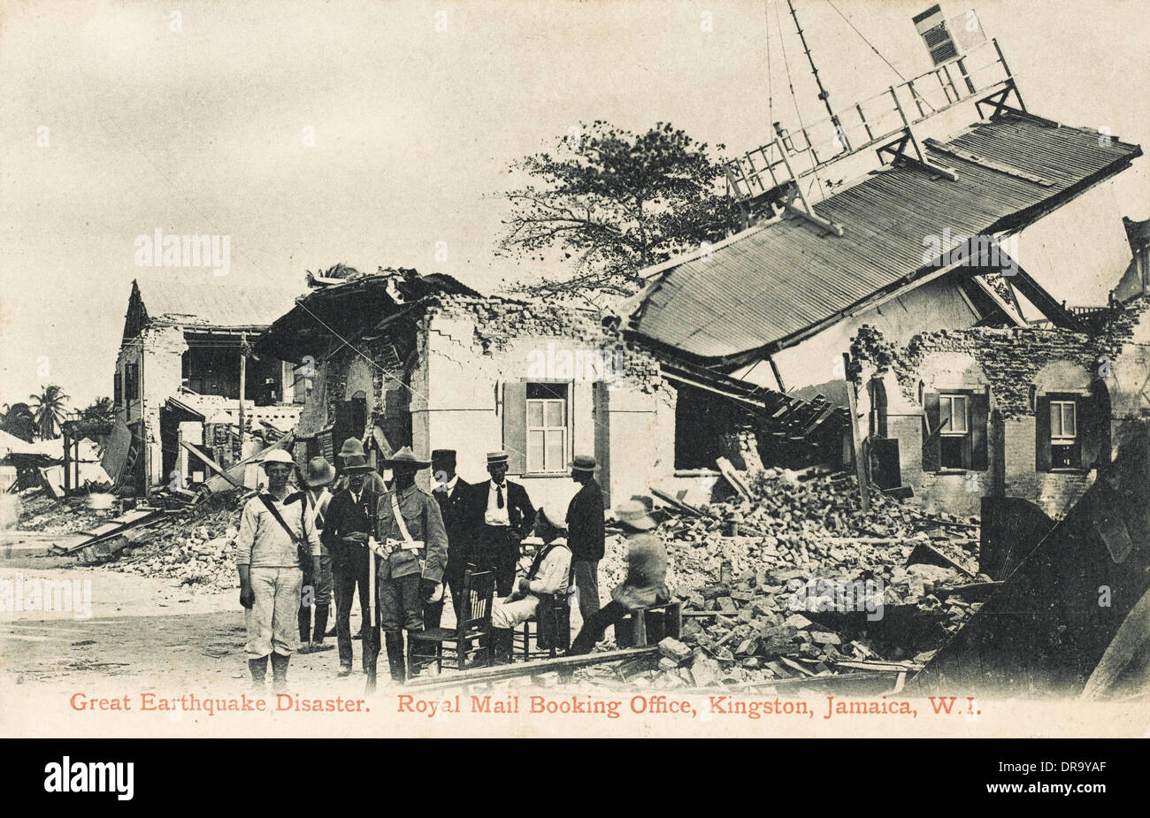 Effects of Disasterous Earthquake at Kingston, Jamaica Stock Photo