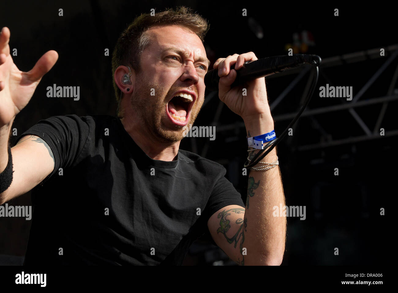 Tim McIlrath of Rise Against performing live on stage during day 2 of the  Peace and Love Festival Borlange, Sweden - 27.06.12 Stock Photo - Alamy