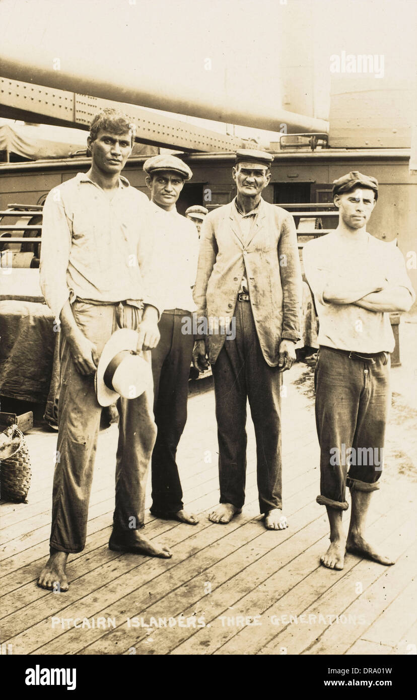 Three Generations of Pitcairn Islanders Stock Photo