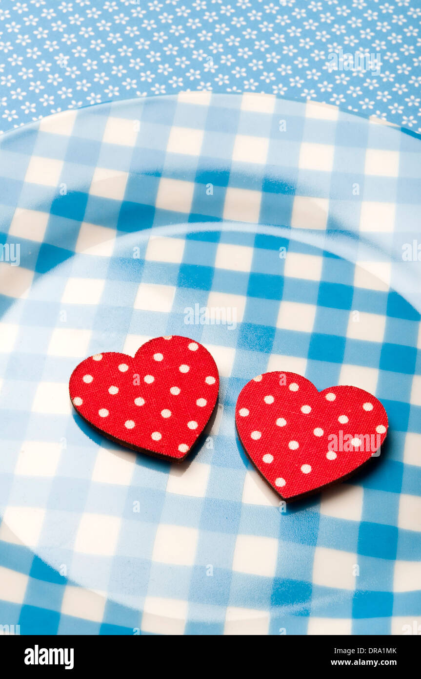 two valentine hearts on a plate. love concept Stock Photo